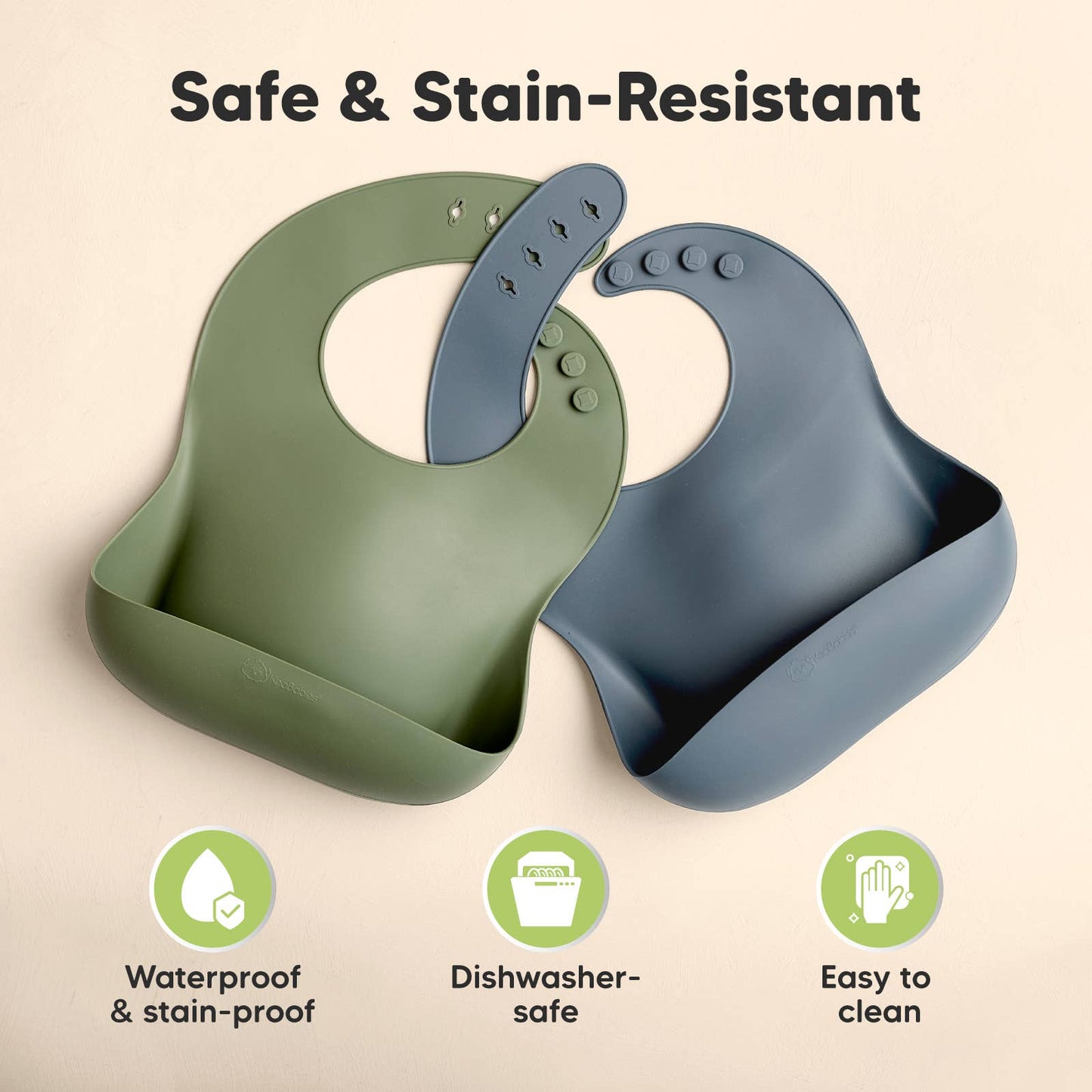 2-Pack Prep Silicone Bibs for Babies and Toddlers
