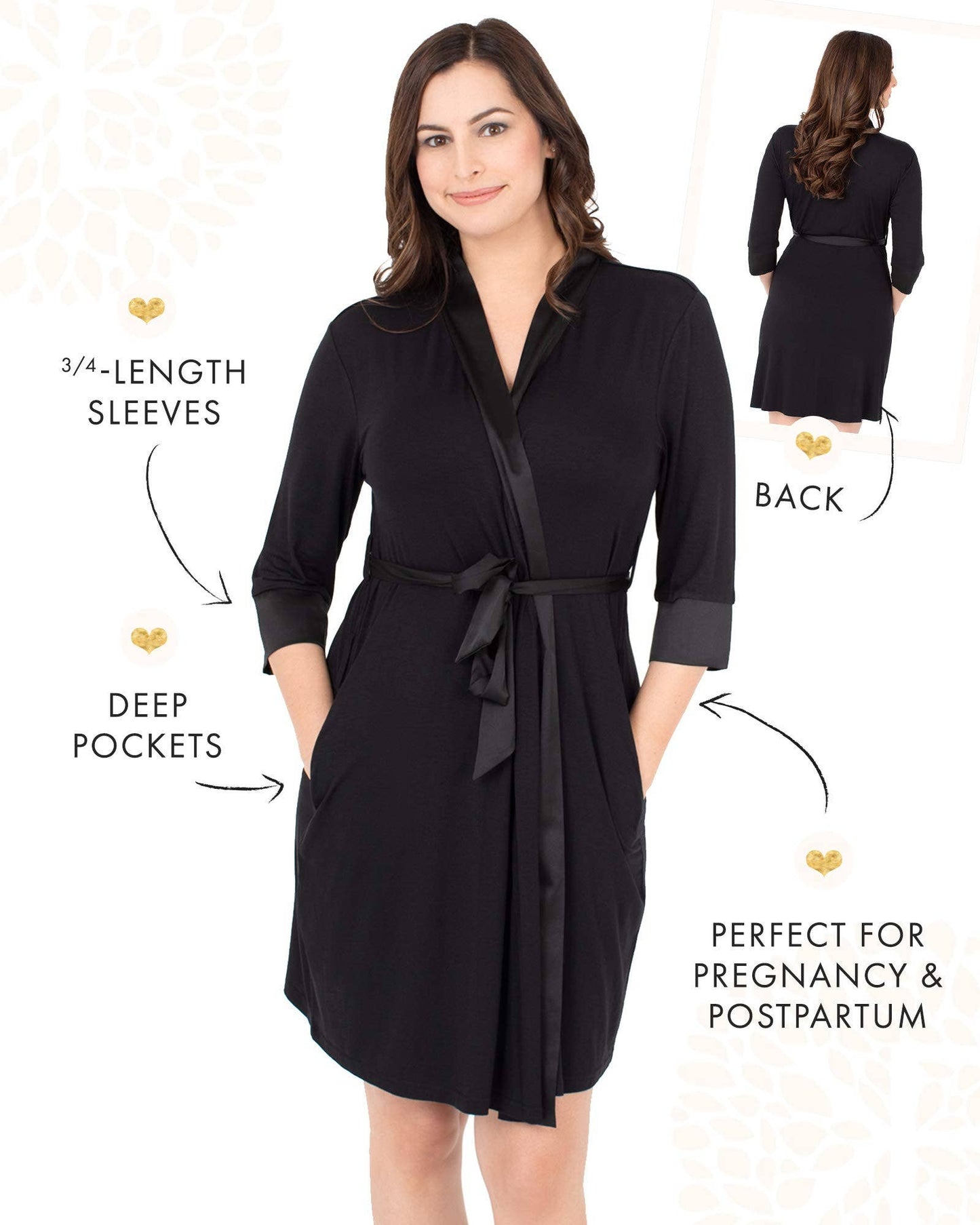 Maternity & Postpartum Robe - two belt positions