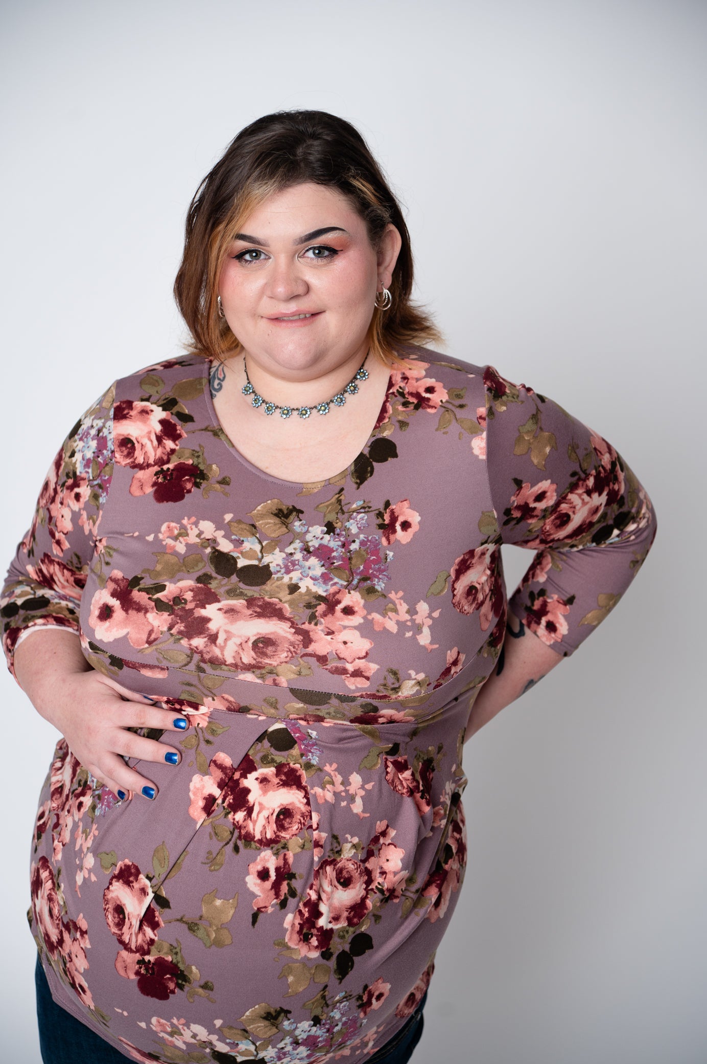 Floral Pleated Peplum Maternity Top