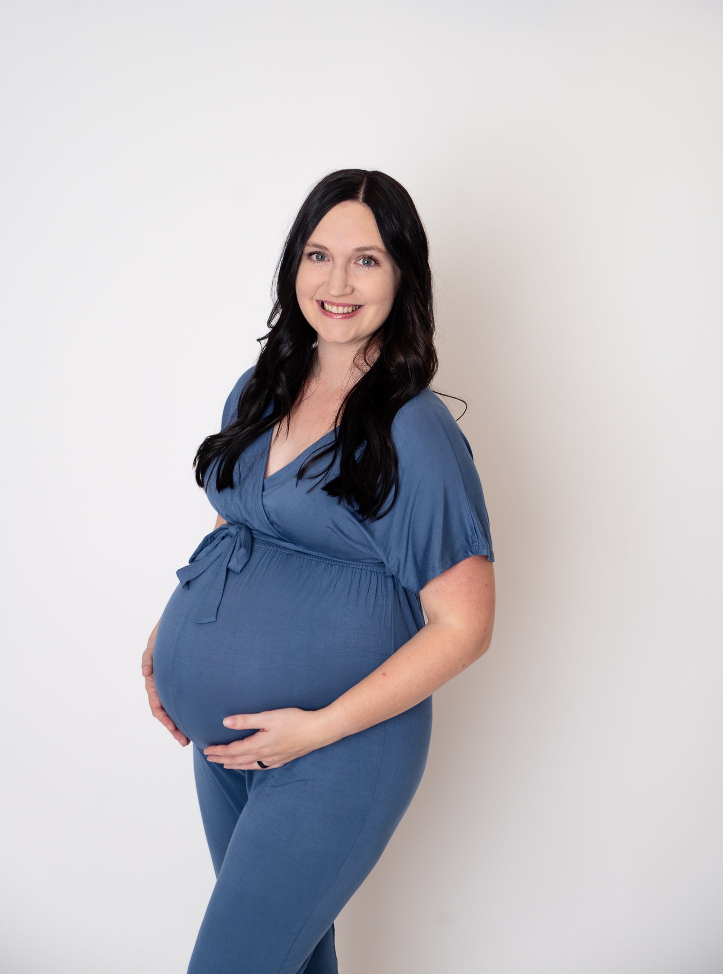 Dolman Sleeve Tie Waist Maternity Nursing Jumpsuit