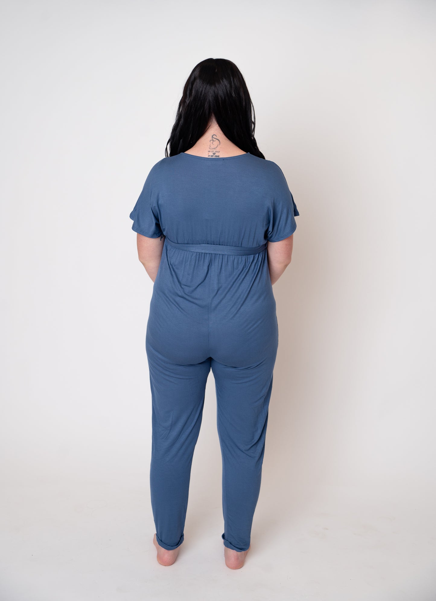 Dolman Sleeve Tie Waist Maternity Nursing Jumpsuit