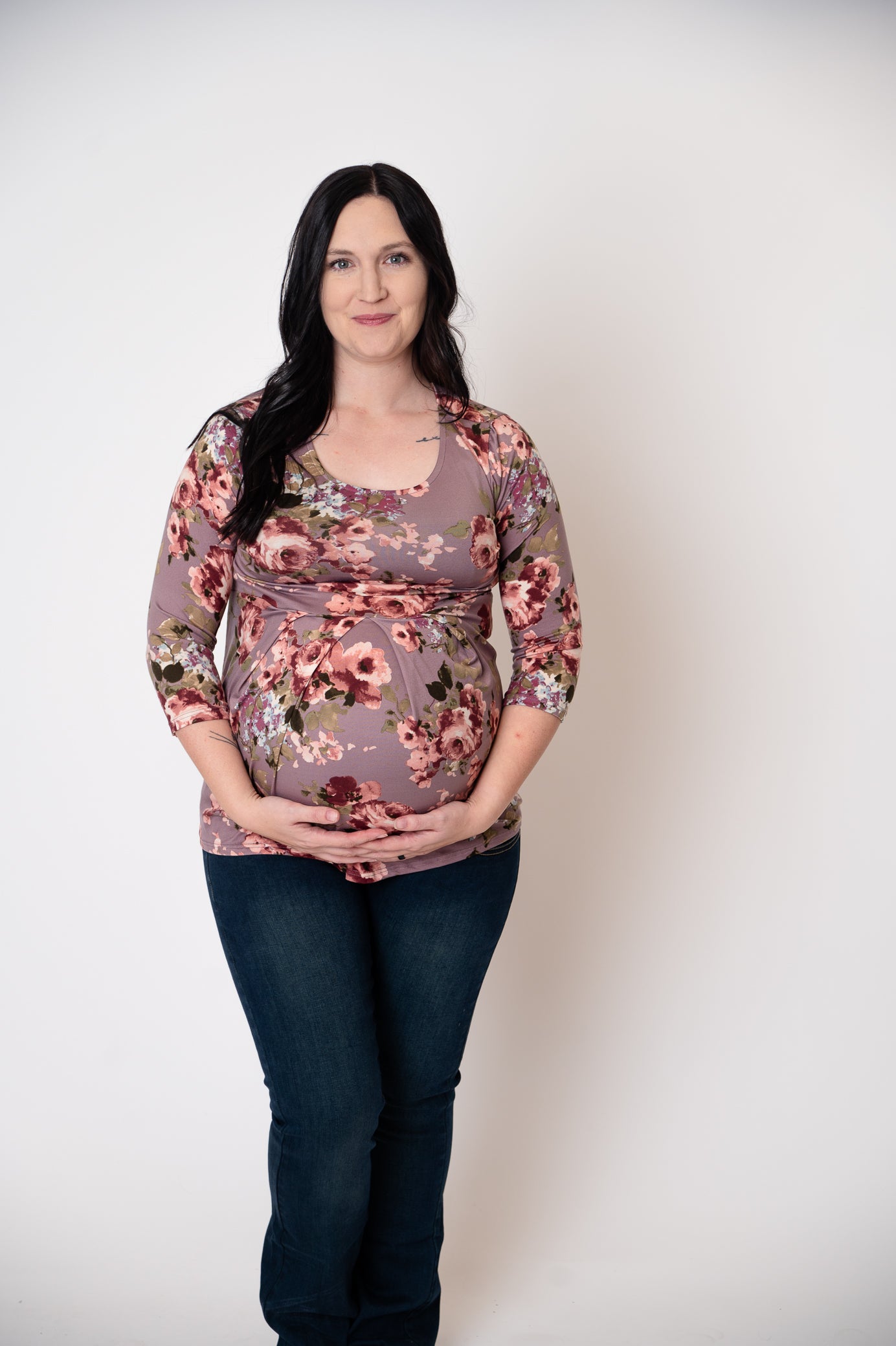 Floral Pleated Peplum Maternity Top