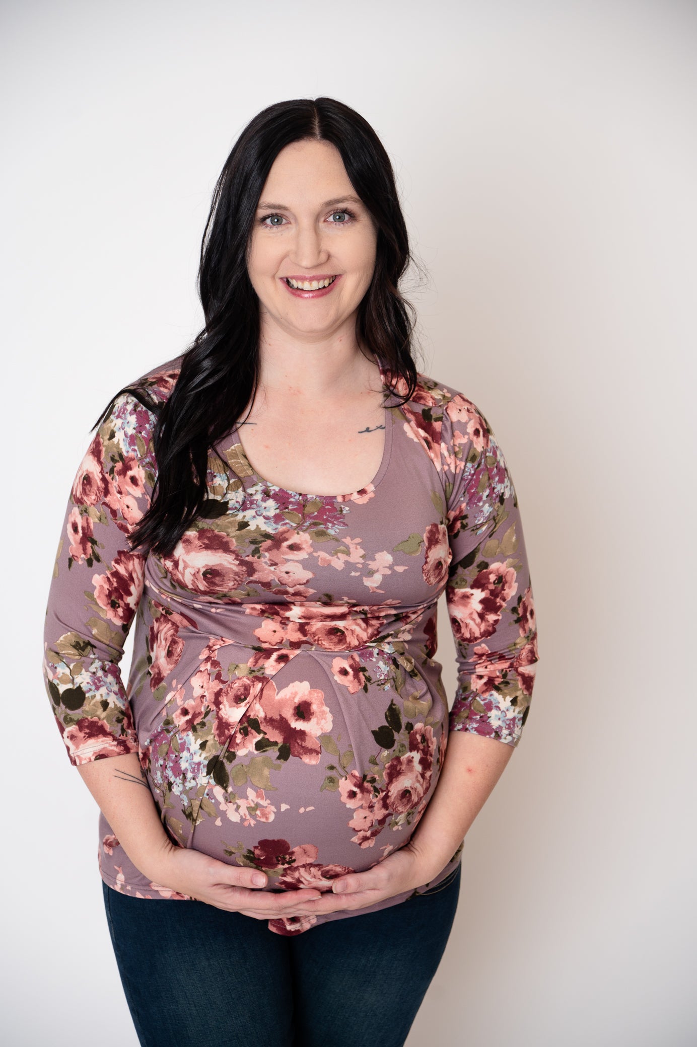 Floral Pleated Peplum Maternity Top