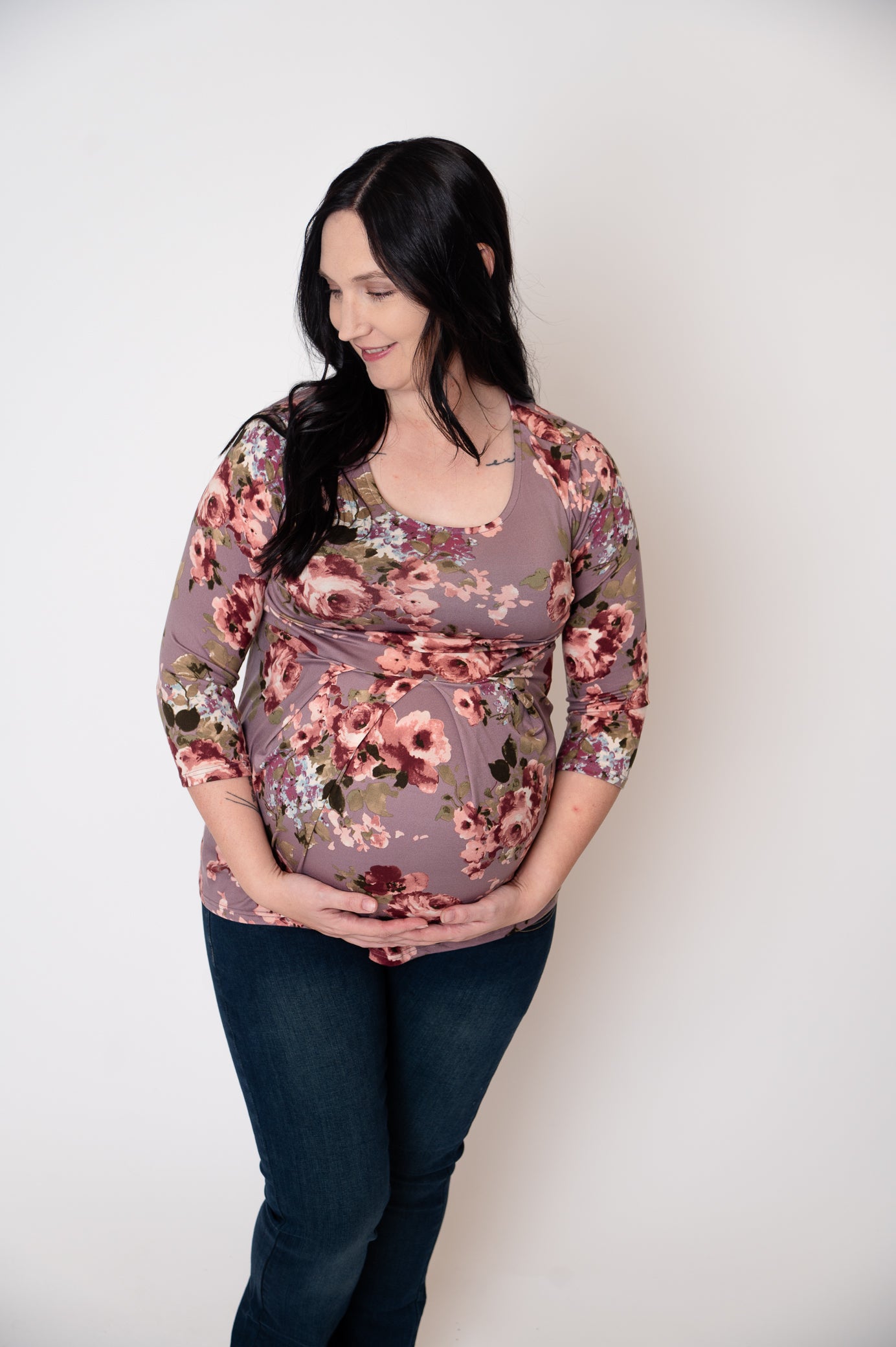 Floral Pleated Peplum Maternity Top