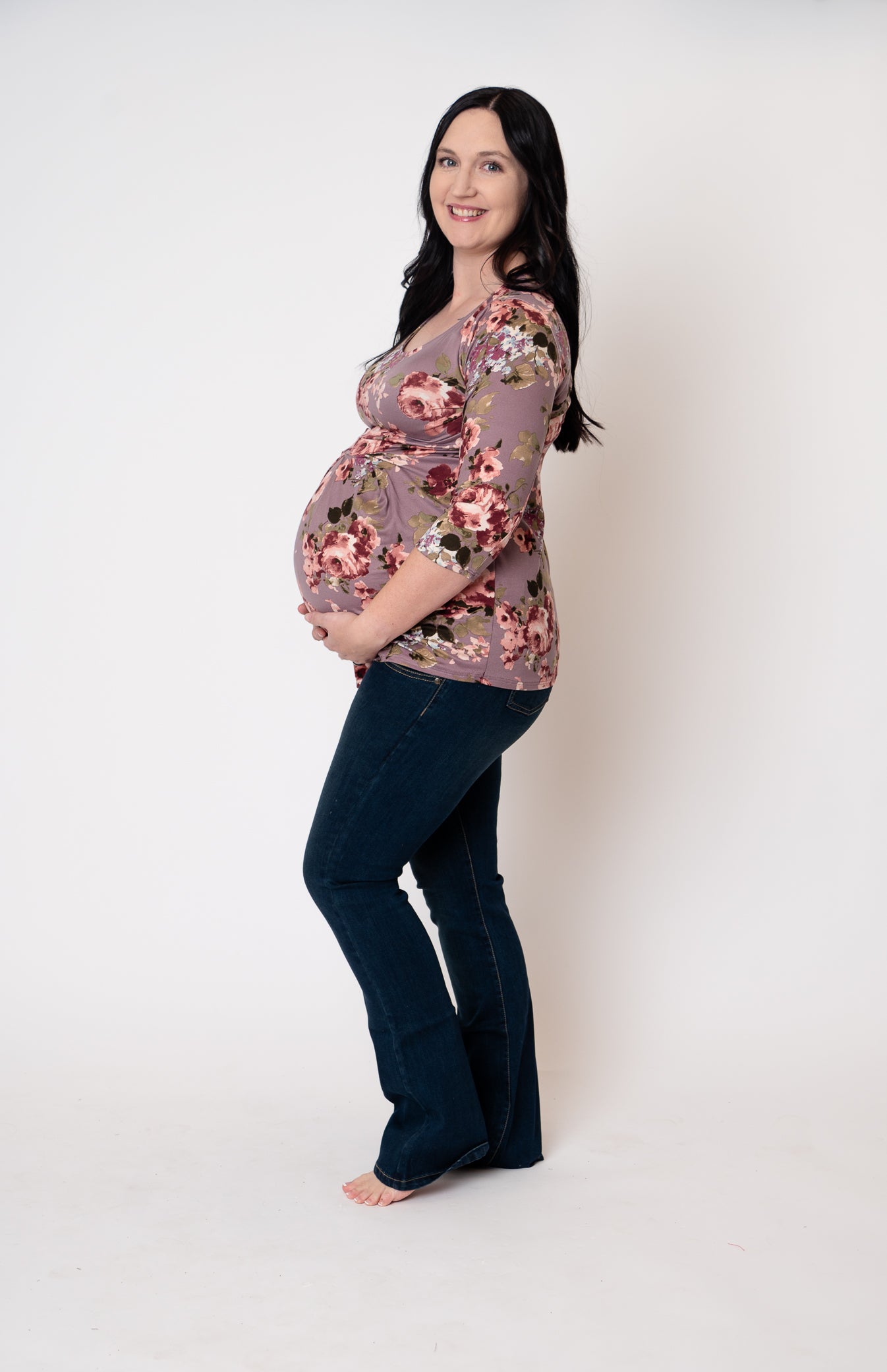 Floral Pleated Peplum Maternity Top