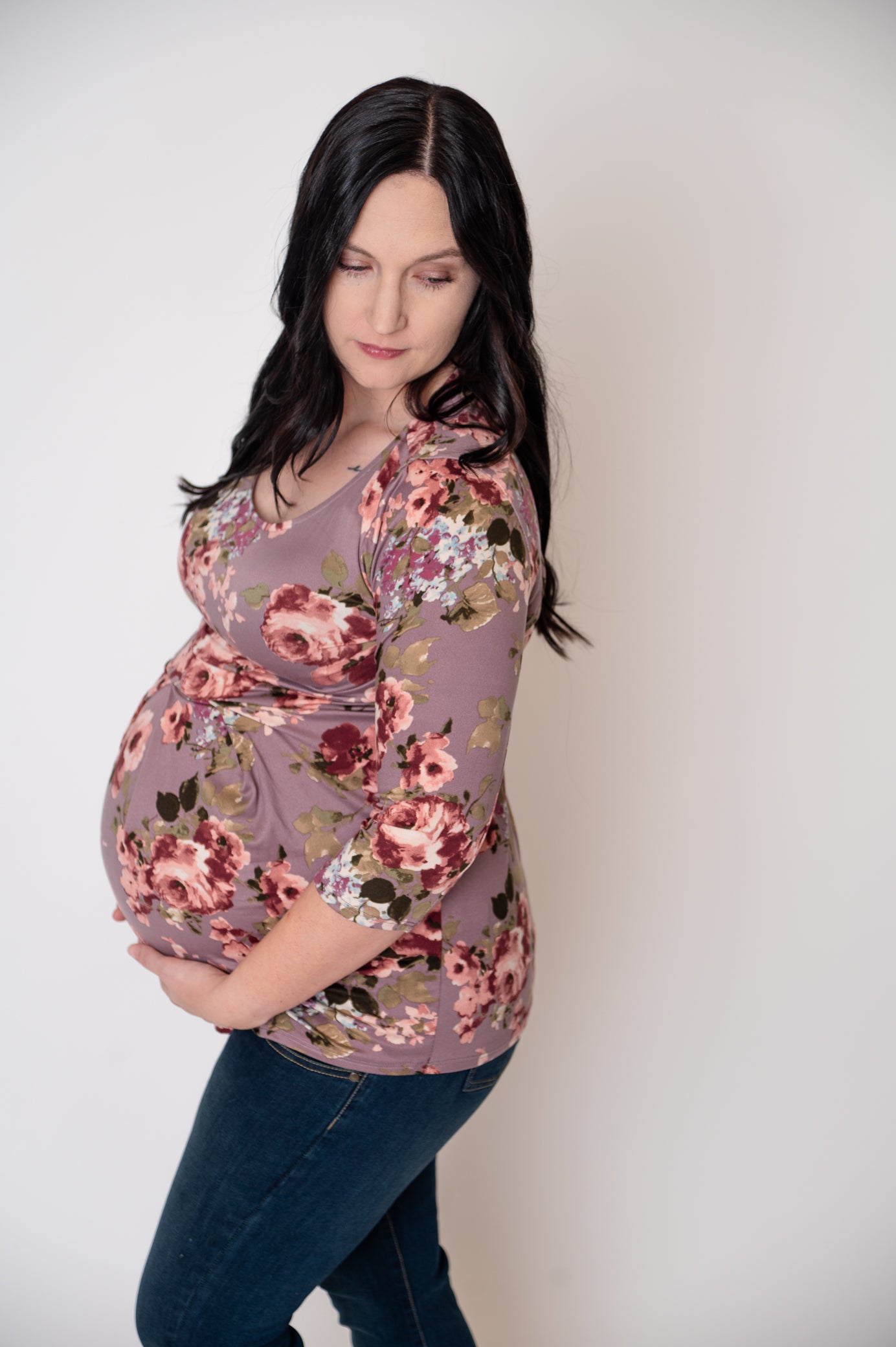 Floral Pleated Peplum Maternity Top