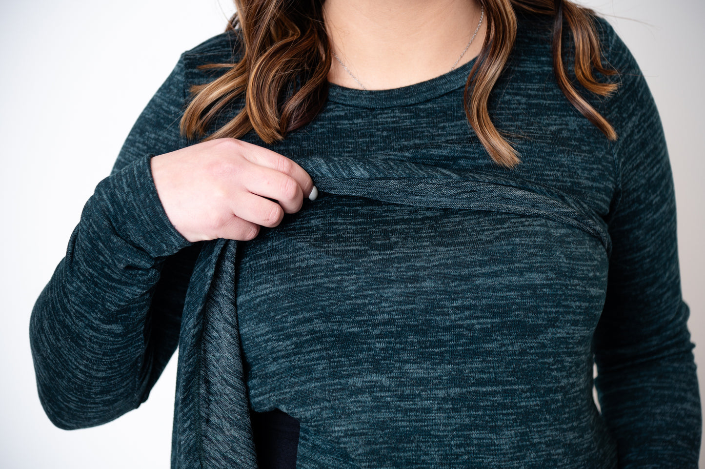 Crewneck Long Sleeve Maternity Nursing Knit Top