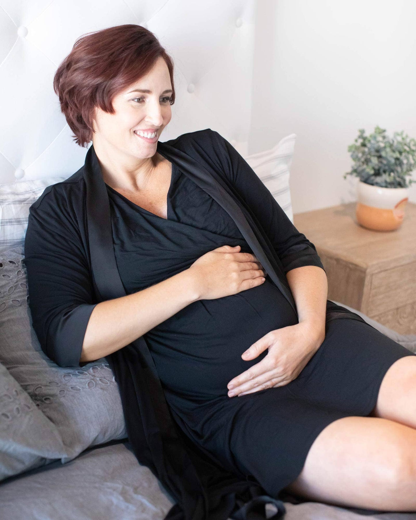 Maternity & Postpartum Robe - two belt positions