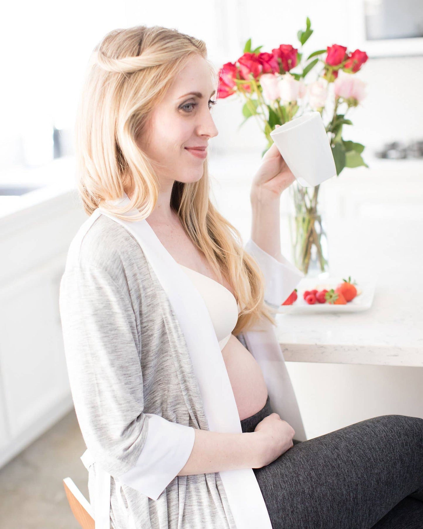 Maternity & Postpartum Robe - two belt positions