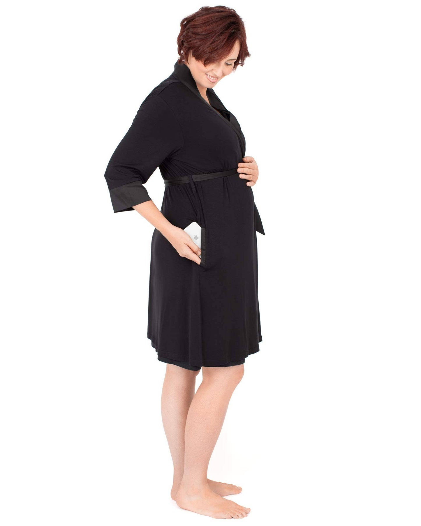 Maternity & Postpartum Robe - two belt positions