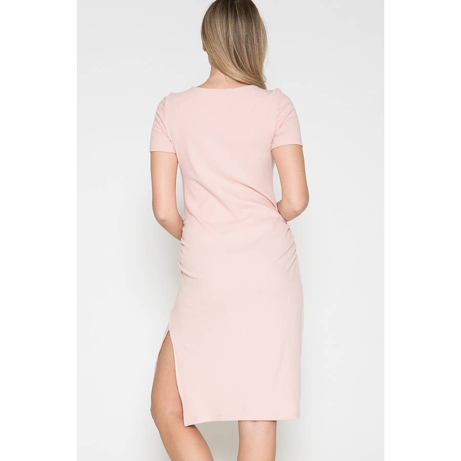 Maternity Pinky Side Slit Midi Dress