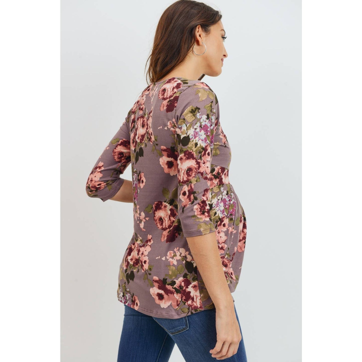 Floral Pleated Peplum Maternity Top