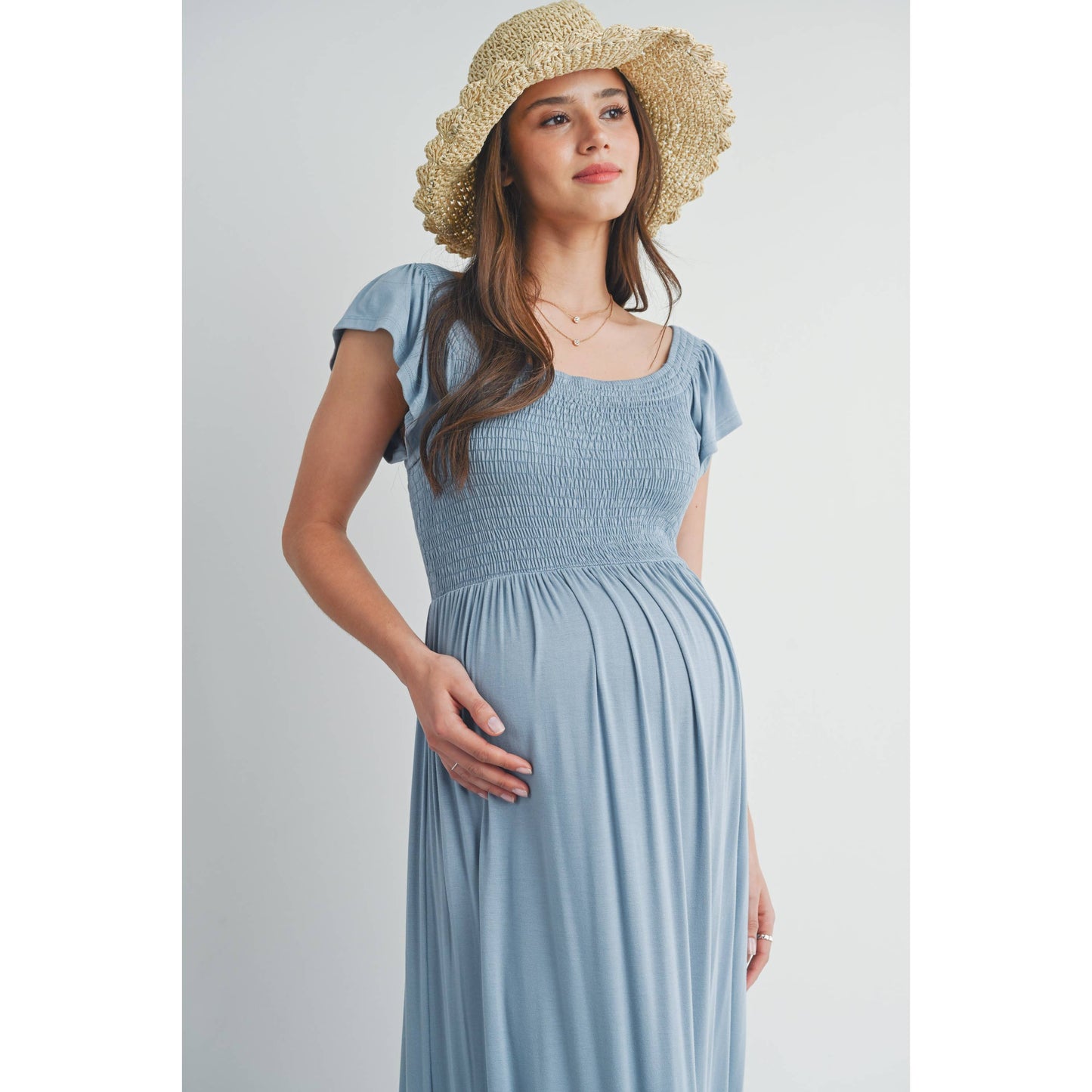 Off Shoulder Multi-Way Maternity Ruffle Maxi Dress