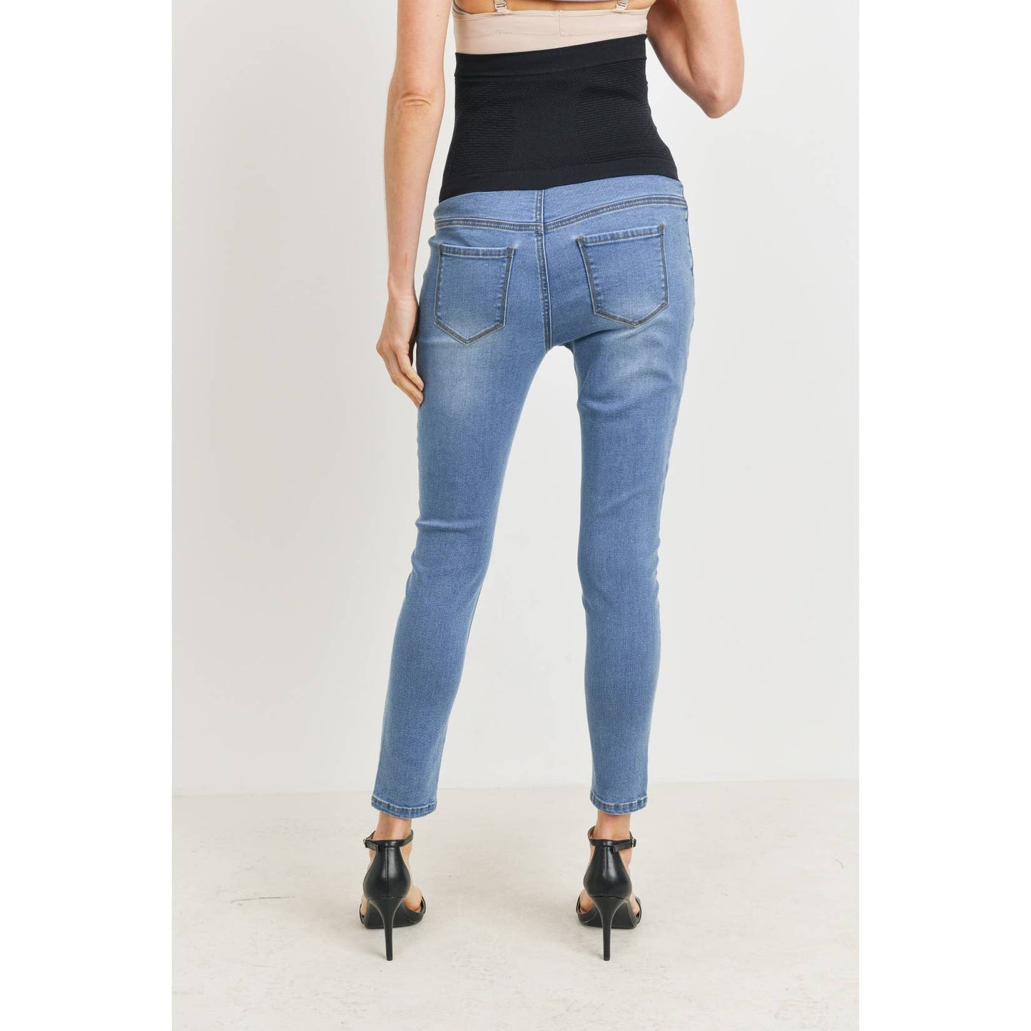 Stretch Maternity Skinny Jeans With Elastic Belly Band