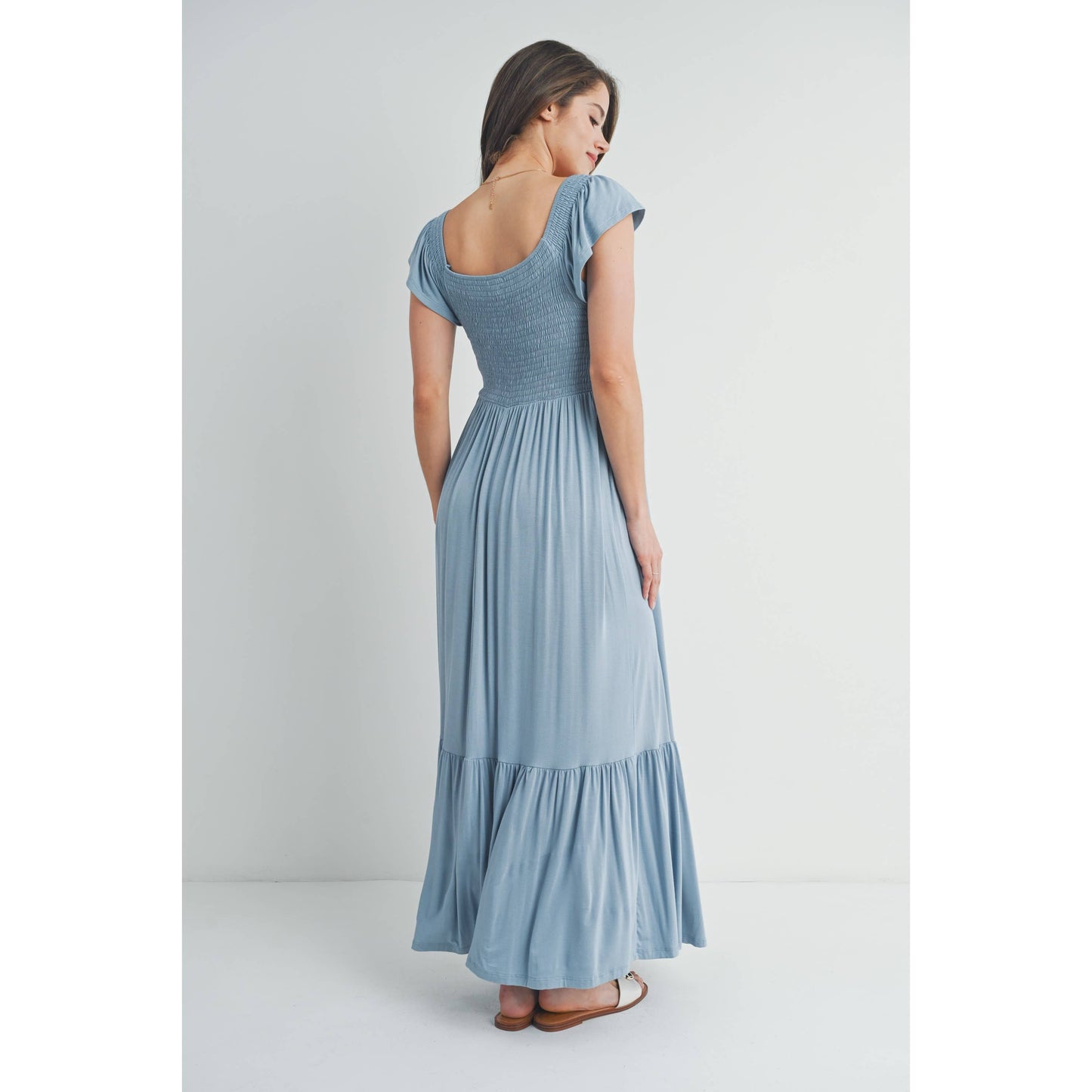 Off Shoulder Multi-Way Maternity Ruffle Maxi Dress