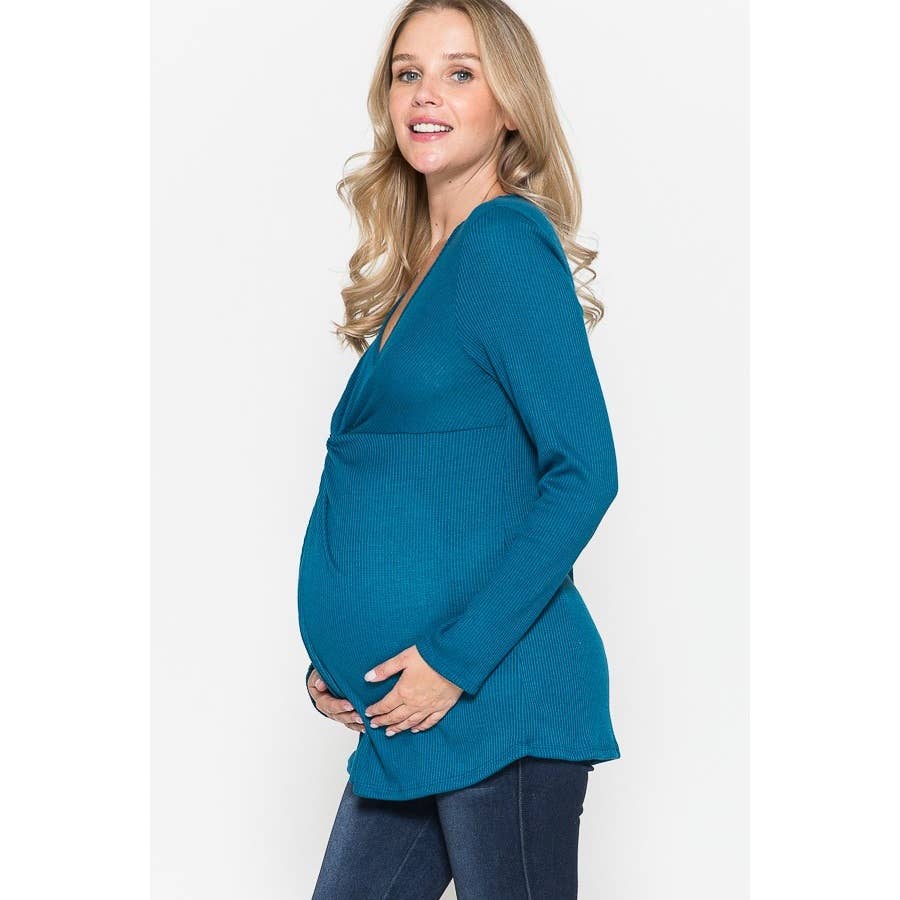 Maternity Warm Solid Rib Top