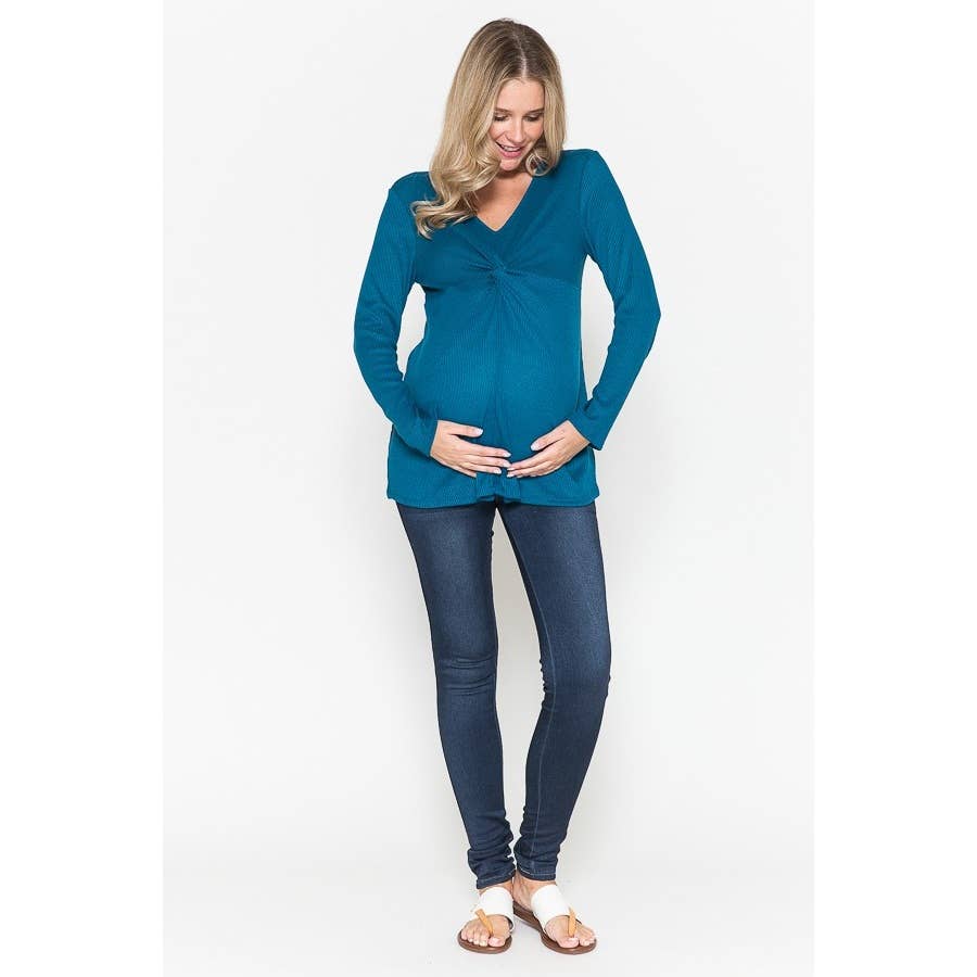 Maternity Warm Solid Rib Top