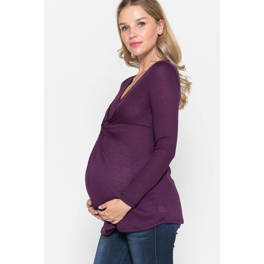 Maternity Warm Solid Rib Top