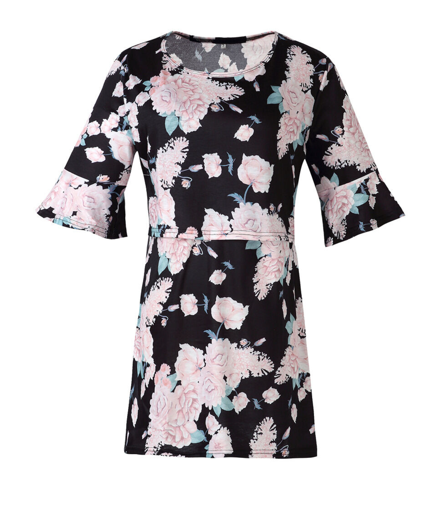 Floral Mid Sleeve Nursing Maternity Shirt