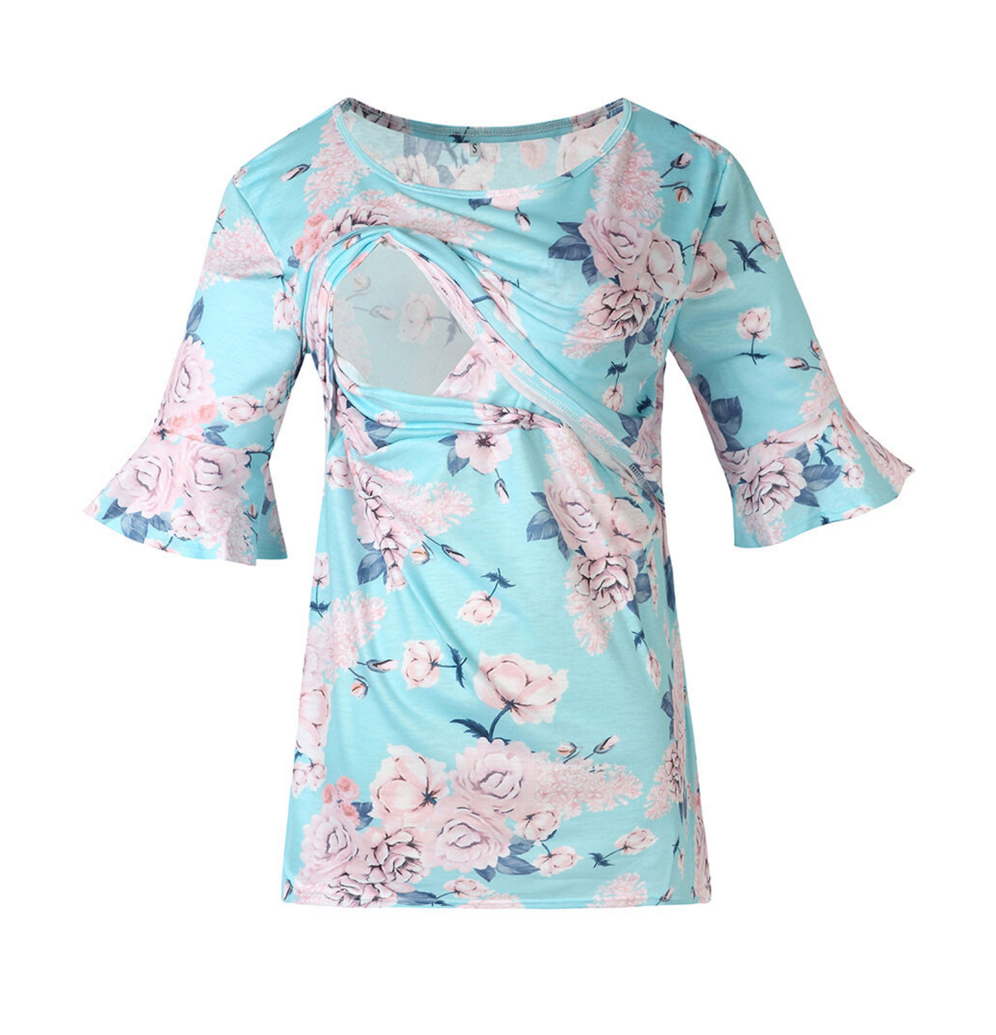 Floral Mid Sleeve Nursing Maternity Shirt