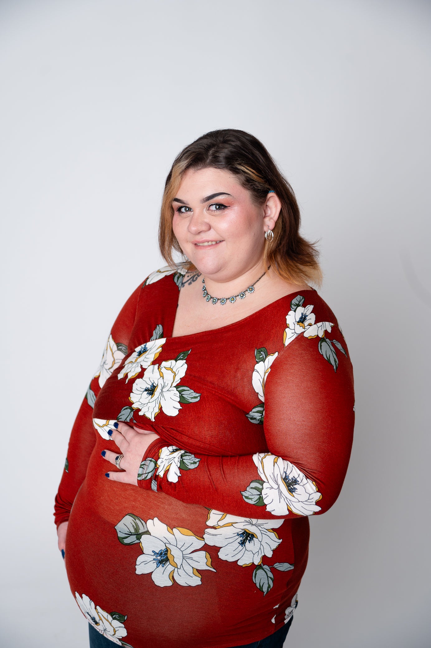 Floral Print Wrap Tie Back Maternity Nursing Top