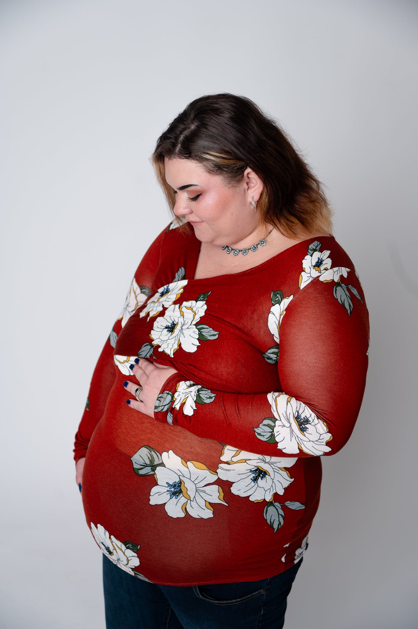 Floral Print Wrap Tie Back Maternity Nursing Top