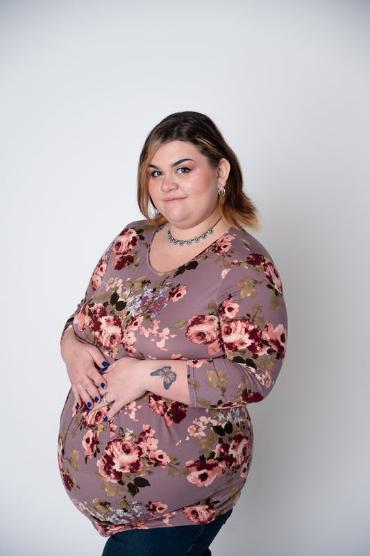 Floral Pleated Peplum Maternity Top