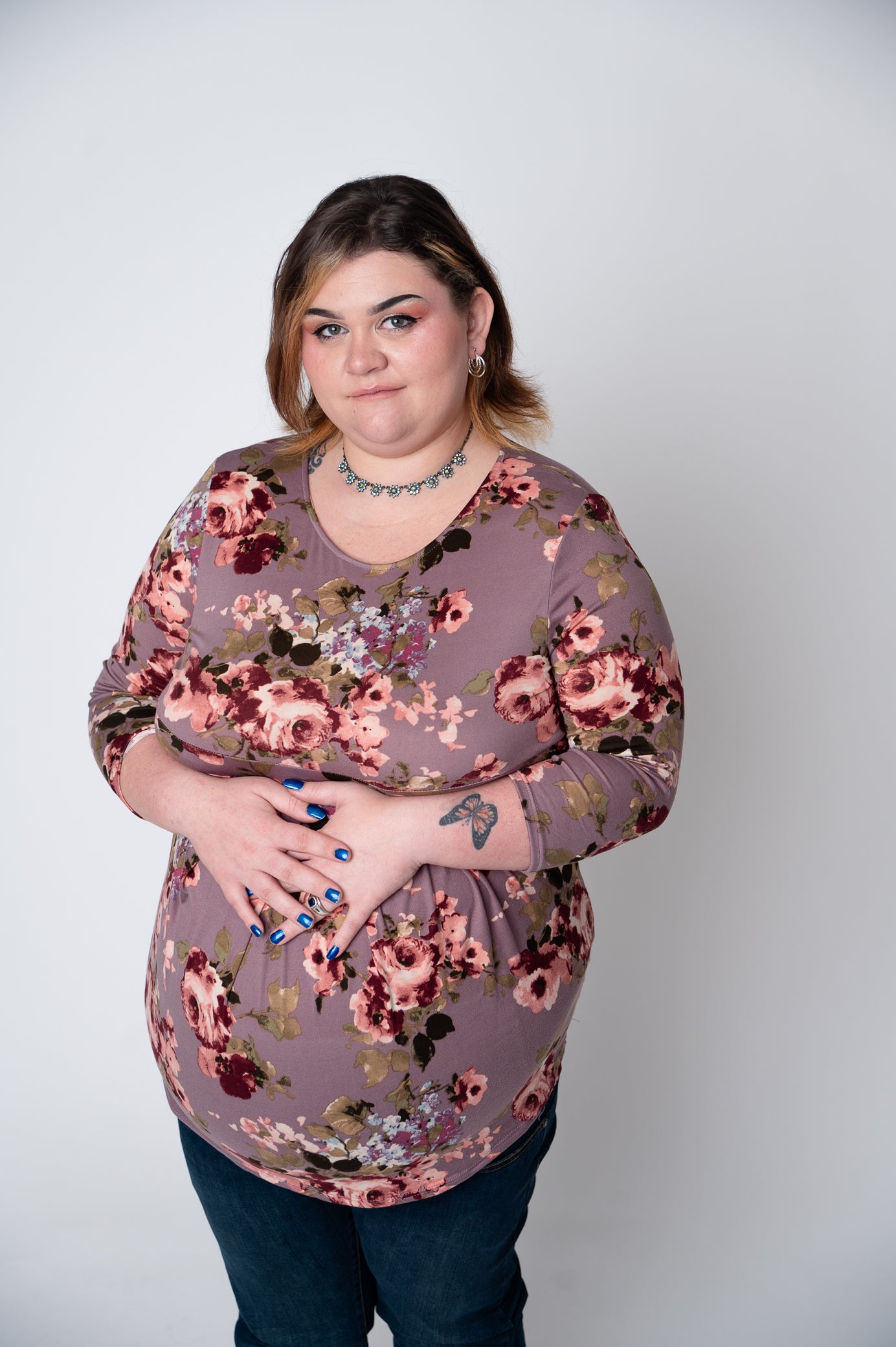 Floral Pleated Peplum Maternity Top