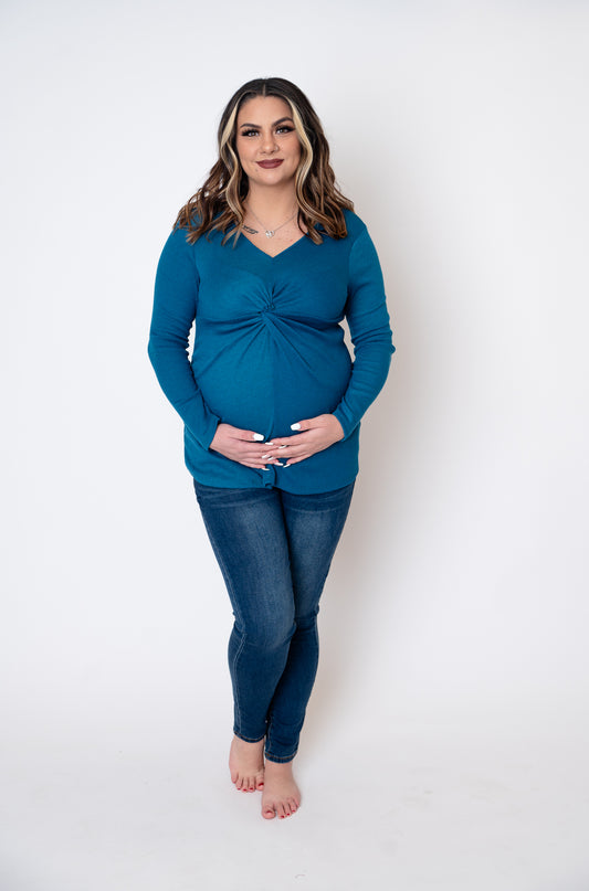 Maternity Warm Solid Rib Top