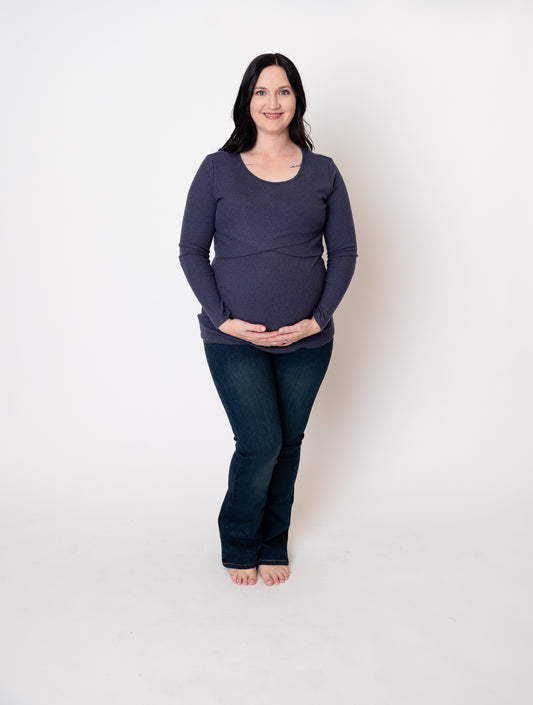 Ribbed Long Sleeve Maternity Nursing Knit Top