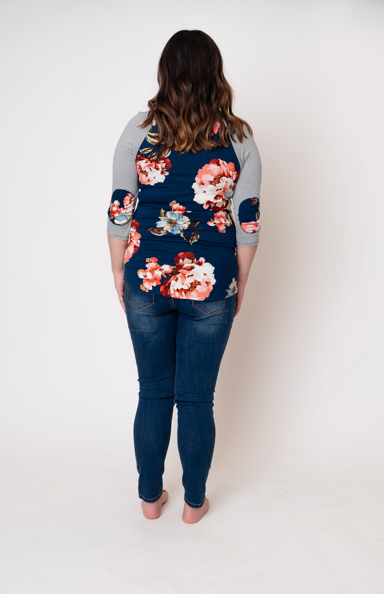 Maternity Floral Print Baseball Tee