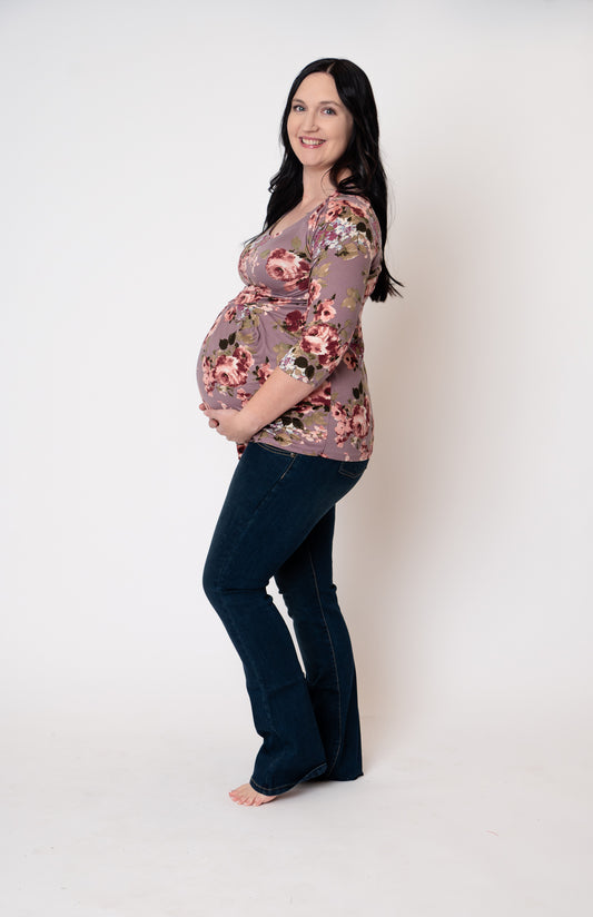 Floral Pleated Peplum Maternity Top