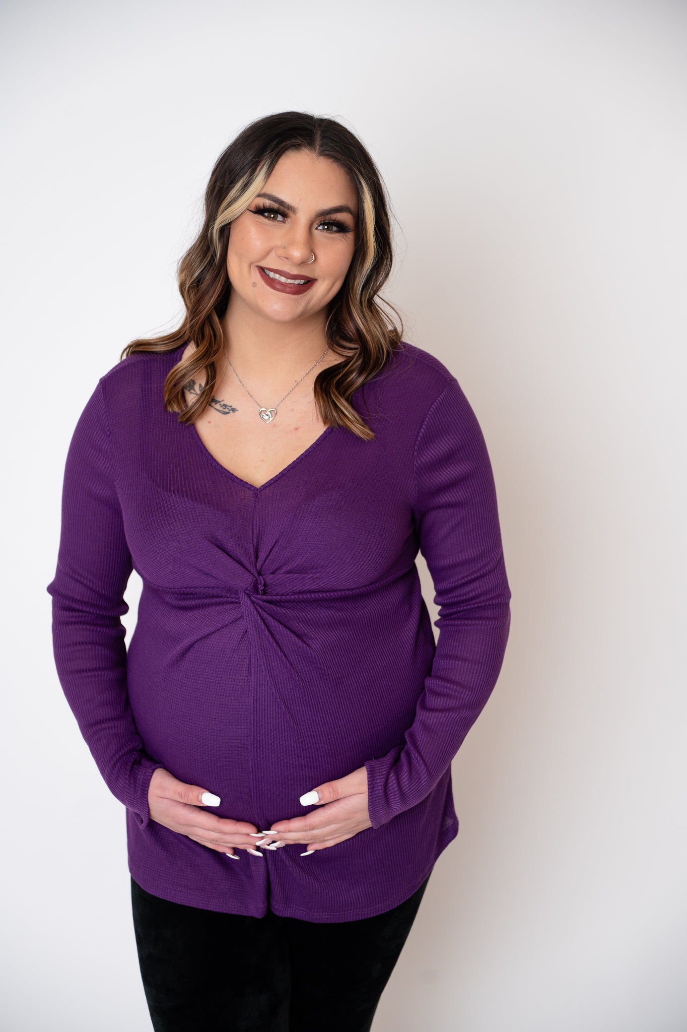 Maternity Warm Solid Rib Top
