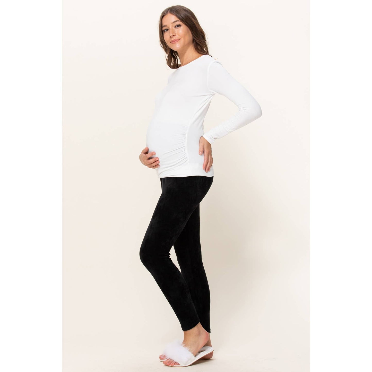 Velvet Velour Yoga Pants with Elastic Waistband