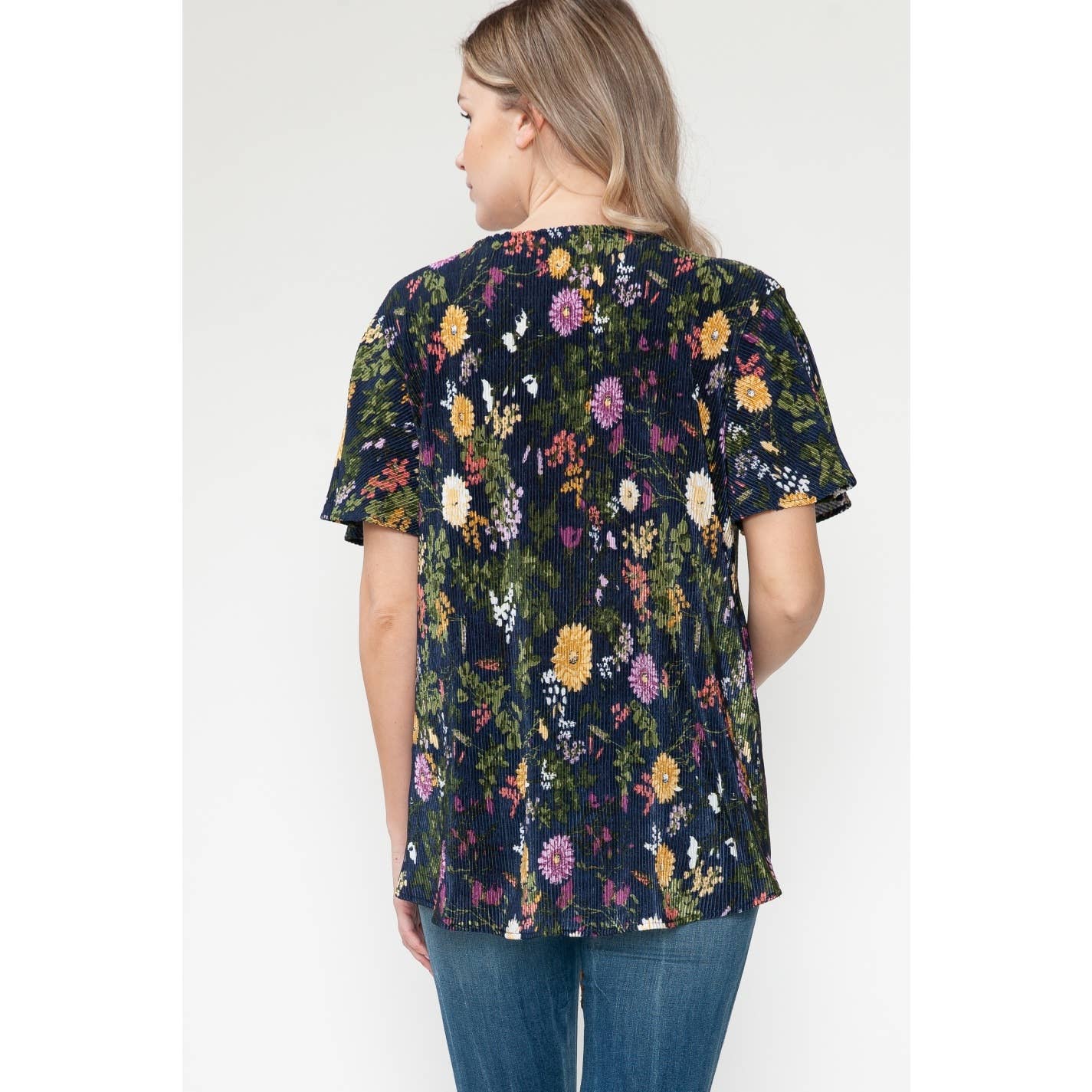 Maternity Floral Print Button Tied Ruffle Basic Top