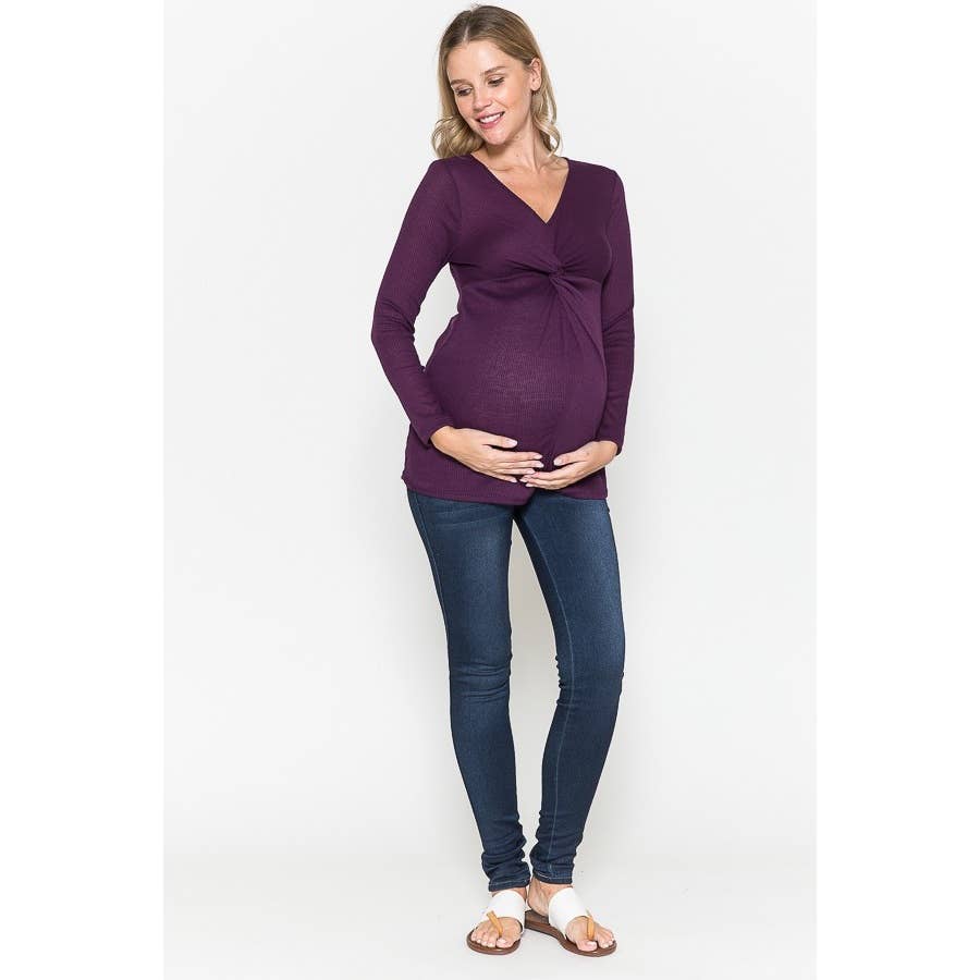 Maternity Warm Solid Rib Top