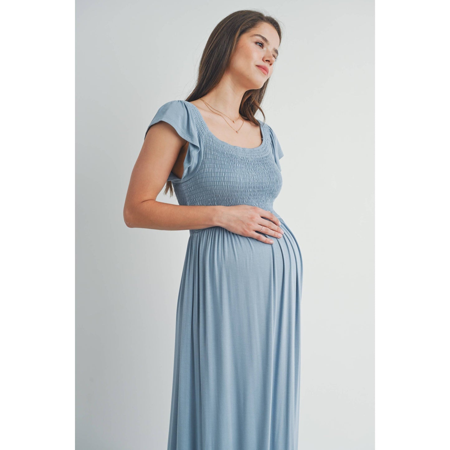 Off Shoulder Multi-Way Maternity Ruffle Maxi Dress