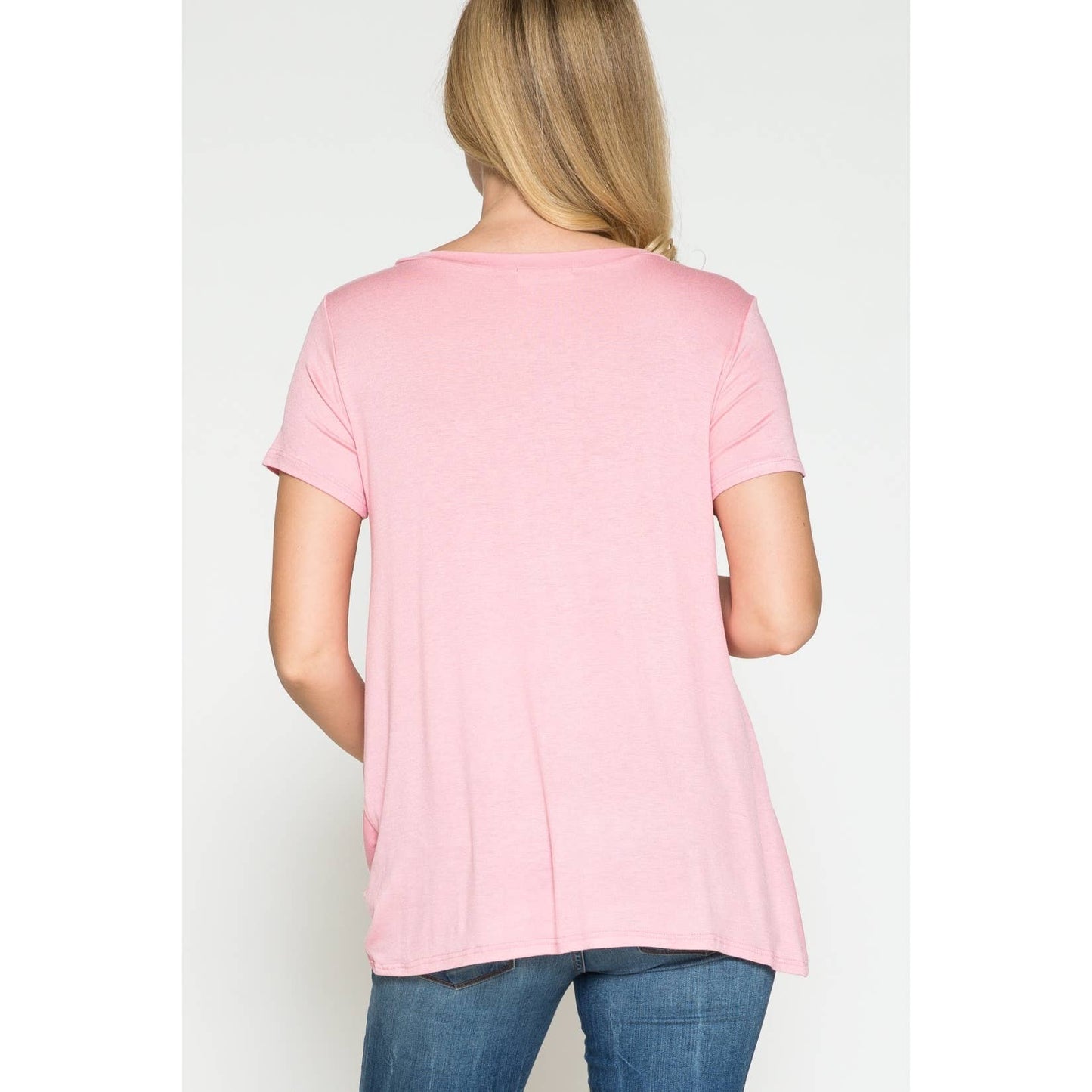 Maternity Round Neck Front Twist Knotted Solid Basic Top