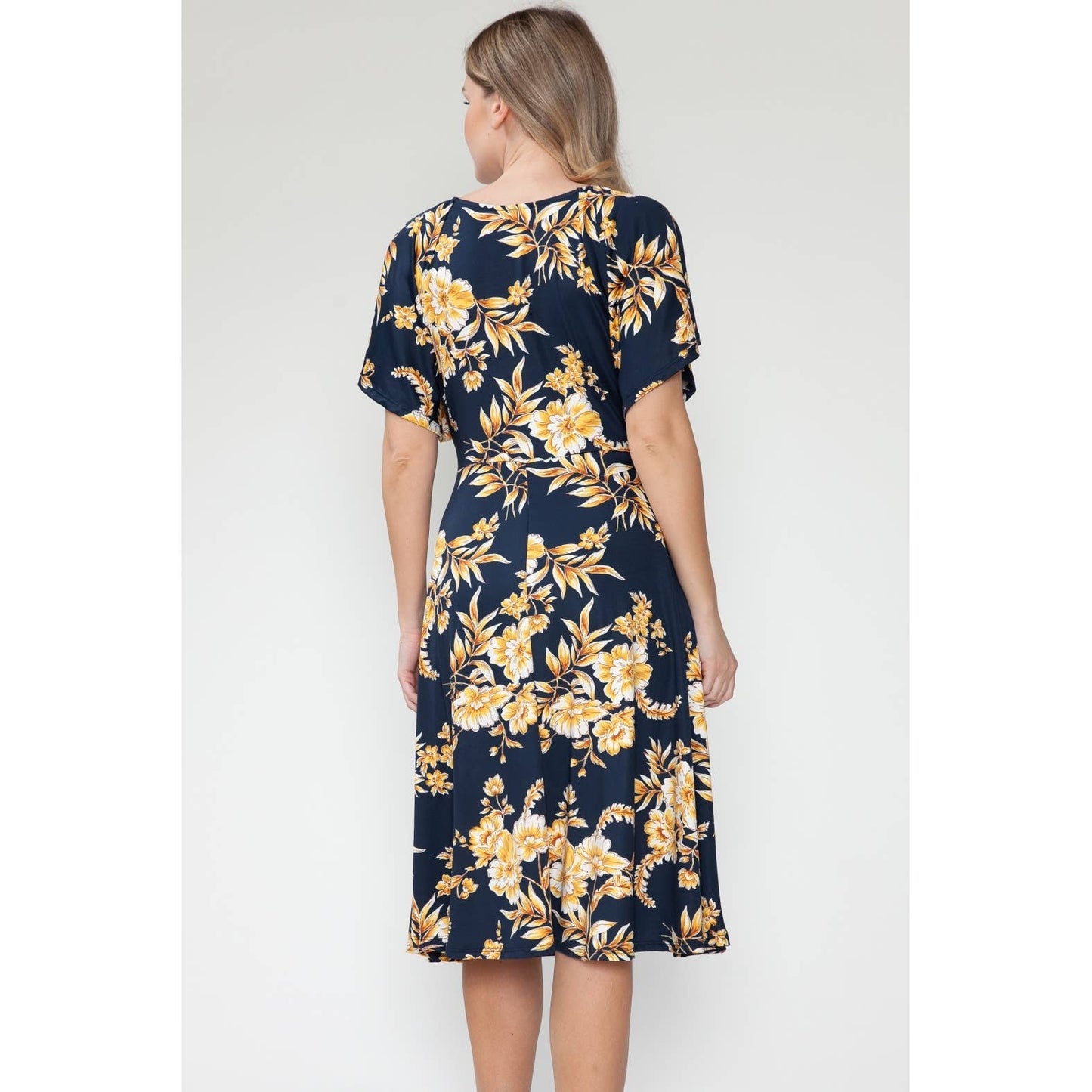 Maternity Floral Print Twist Ruffle V-Neck Midi Dress