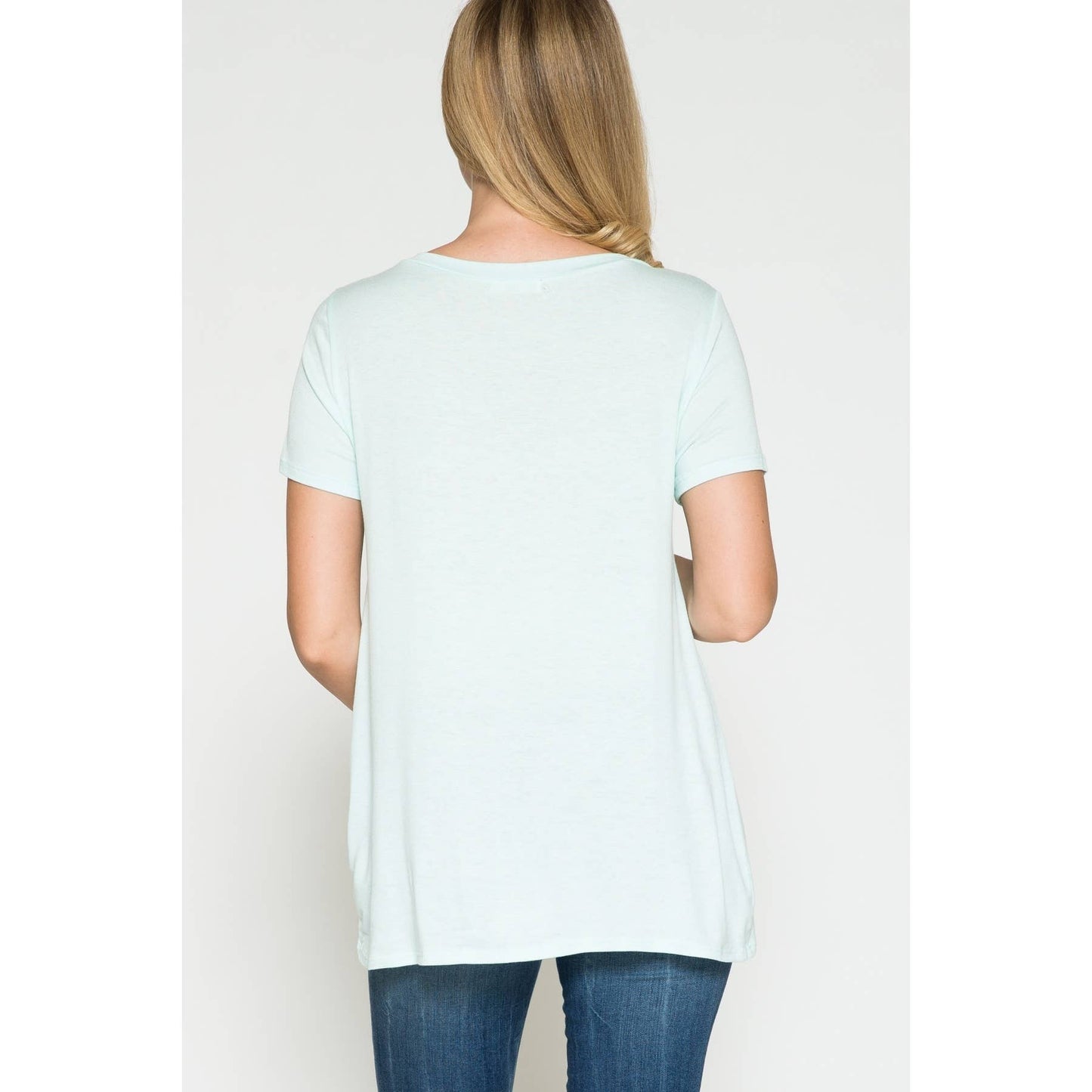 Maternity Round Neck Front Twist Knotted Solid Basic Top