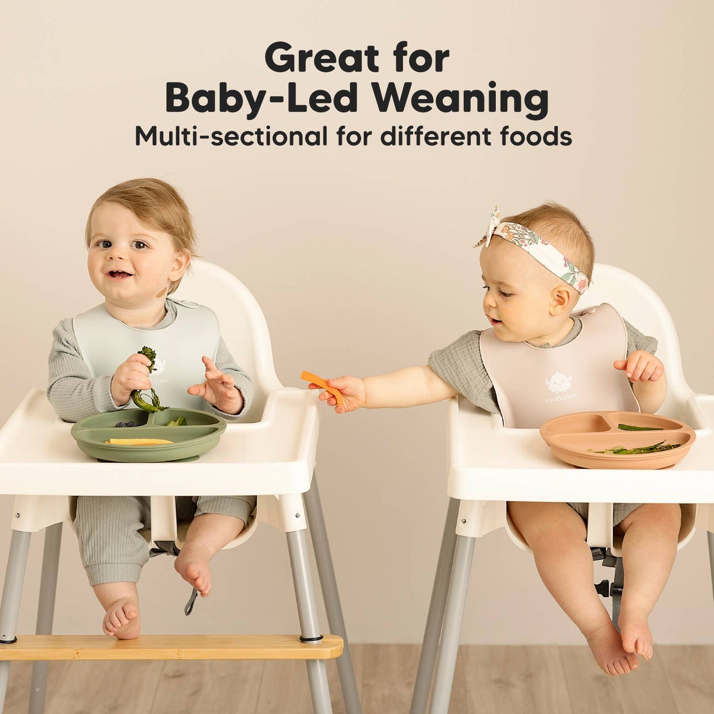 3-Pack Prep Suction Plates for Baby, BPA-Free Silicone Plate