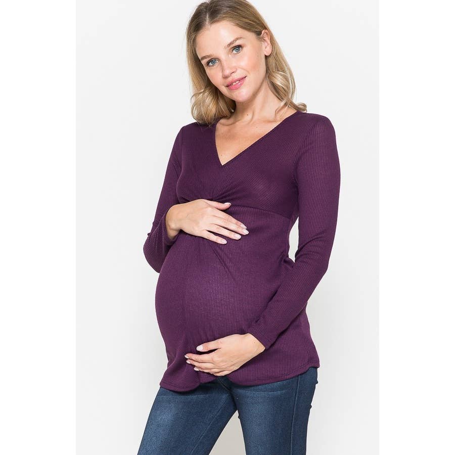 Maternity Warm Solid Rib Top