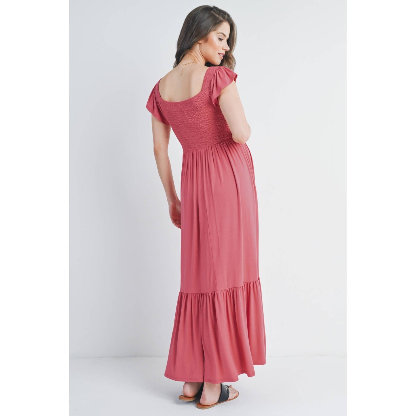 Off Shoulder Multi-Way Maternity Ruffle Maxi Dress