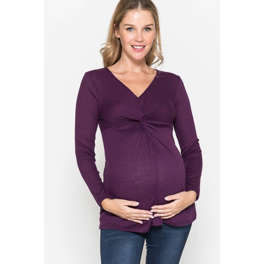 Maternity Warm Solid Rib Top