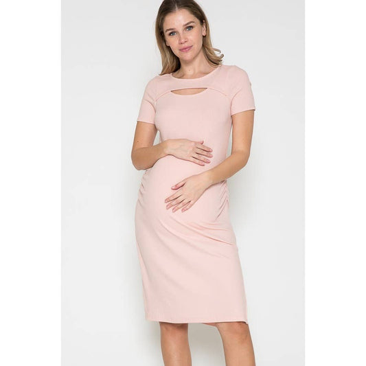 Maternity Pinky Side Slit Midi Dress