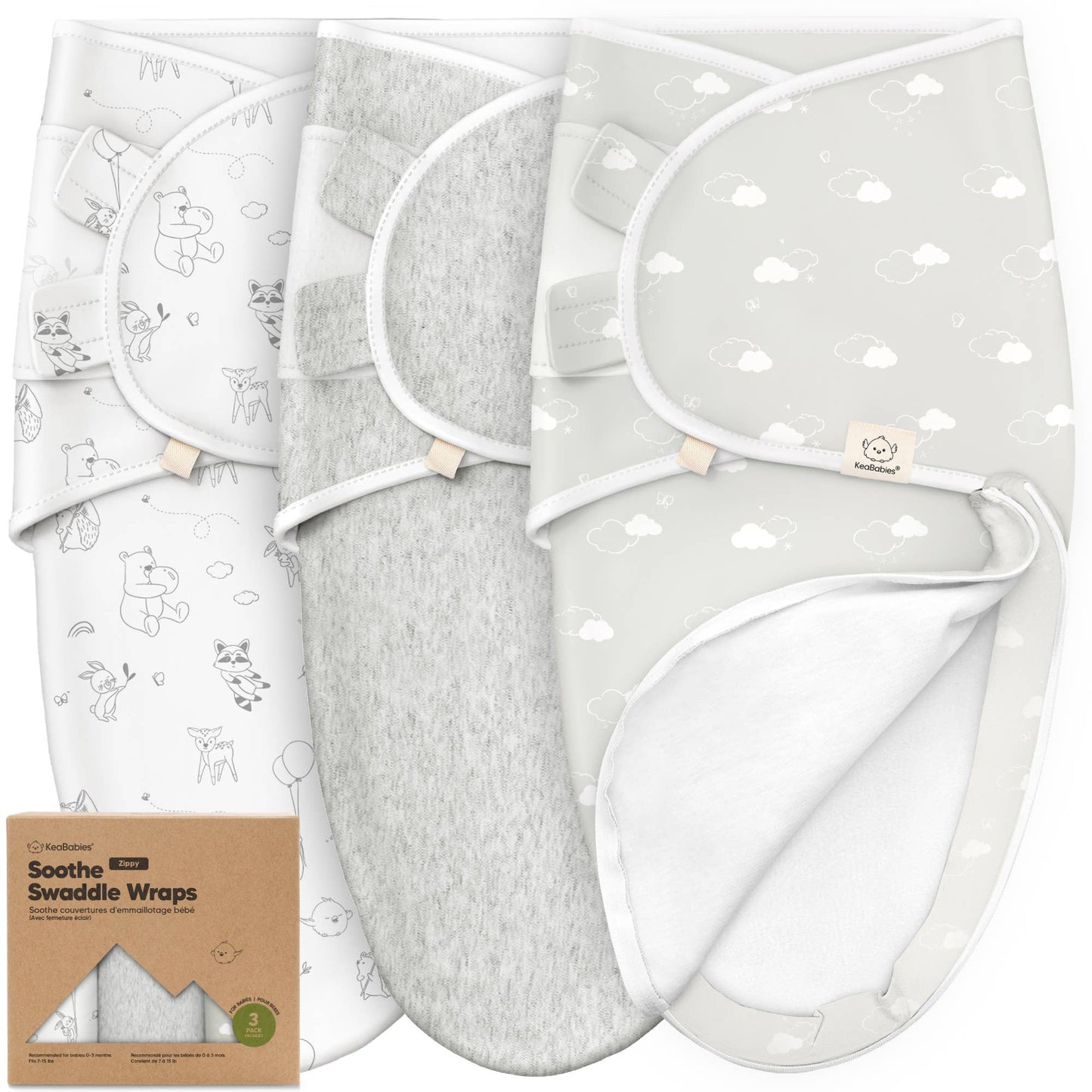 3pk Soothe Zippy Baby Swaddles 0-3 Months,Newborn Sleep Sack