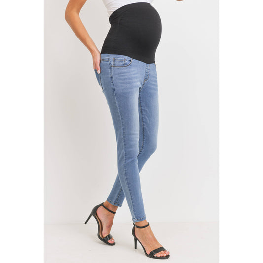 Stretch Maternity Skinny Jeans With Elastic Belly Band