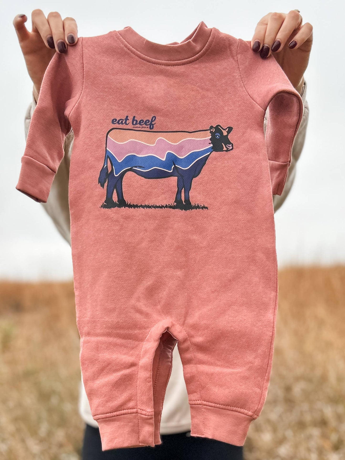 Western ‘Retro Cow’ Baby Fleece One Piece