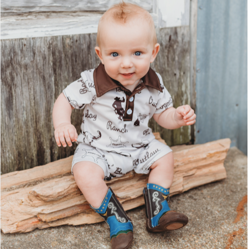 BOYS ROMPER COWBOY PRINT