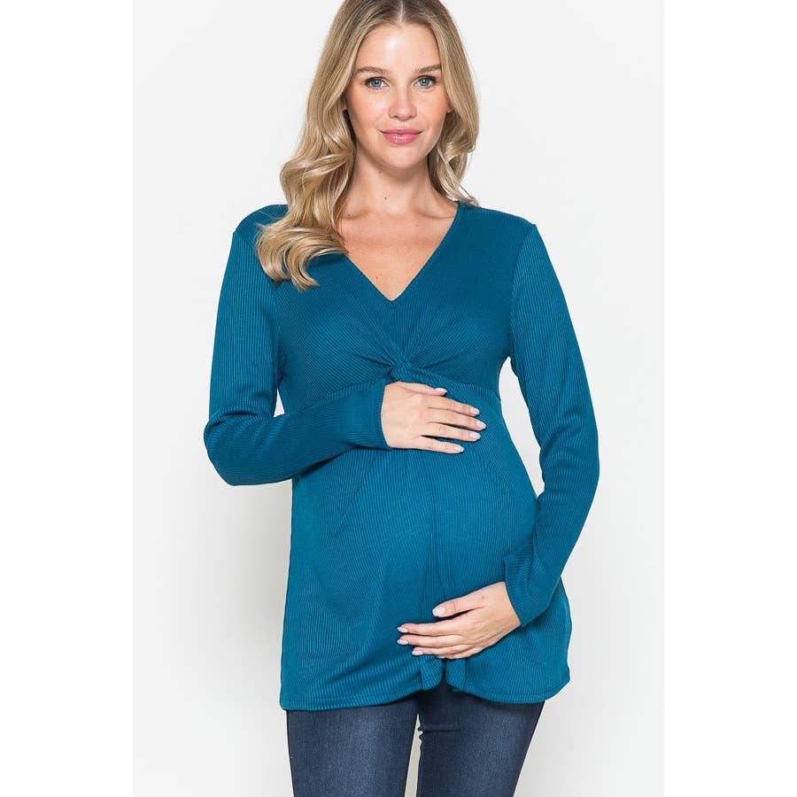 Maternity Warm Solid Rib Top